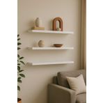 yankı-byeg 50 Cm 3lü Mat Beyaz Mdf Uçan Duvar Rafı Gizli Bağlantı Kitaplık