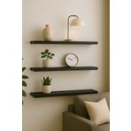 yankı-byeg 50 Cm 3lü Mat Siyah Mdf Uçan Duvar Rafı Gizli Bağlantı Kitaplık