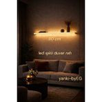 Yankı - BYEG 80 Cm Mat Beyaz Mdf Led Işıklı Elektrik Bağlantılı Uçan Duvar Rafı Aydınlatma Dekoratif Raf Kitaplık