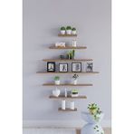 Yankı - BYEG Mat Safir Meşe 7li Mdf Uçan Duvar Rafı Gizli Bağlantı Kitaplık