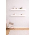 Yankı - BYEG Yankı-byeg 90 Cm 2li Mat Beyaz Mdf Uçan Duvar Rafı Gizli Bağlantı Kitaplık