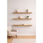 Yankı - BYEG Yankı-byeg 90 Cm 3lü Safir Meşe Mdf Uçan Duvar Rafı Gizli Bağlantı Kitaplık