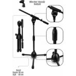 Yankı Ms-18 Enstrüman Mikrofon Sehpası Metal Tripod Stand - Mat Siyah