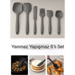 Yanmaz Yapışmaz 6’lı Mutfak Spatula Seti – Isıya Dayanıklı Silikon Kaşık Set - Gri