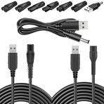 YANZHI Philips Norelco için Şarj Cihazı, Çoğu Marka Elektrikli Tıraş Makinesi Jilet ve Düzeltici için 10'u 1 Arada Evrensel USB Şarj Kablosu Seti (Braun, Norelco OneBlade, Surker, Andis, Manscaped)
