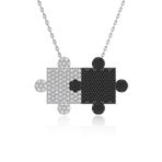 Yap Boz Puzzle Beyaz Gümüş Kolye