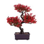 Yapay Bitkiler Sergileme Ağacı Sahte Saksı Bitkileri Yapay Bonsai Ağacı Sahte Bitkiler Ağaç Simülasyonu Misafir Bahçesi Masa Dekoru Kitap Rafı Dekor Süsleri(Red)