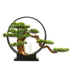 Yapay Bitkiler Sergileme Ağacı Zen Yapay Bonsai Ağacı, Sahte Masa Bitkileri Masaüstü Ekran Simülasyonu Ofis Oturma Odası Zen Bahçe Dekorasyonu için Oda Dekoru Kitap Rafı Dekor Süsleri(Green)