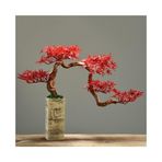 Yapay Bonsai Ağacı Çin Yapay Bonsai Ağacı Ev Dekorasyonu Sahte Bitkiler Kırmızı Akçaağaç Oturma Odası Ofis Otel Sahte Bitkiler