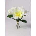 Yapay Çiçek 3Dallı Buket Manolya Gerçek Dokulu Magnolia 32Cm Krem
