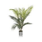 Yapay Çiçek Areka Ağacı Palmiye Ağacı Bambu Saplı Gümüş Saksılı S