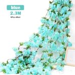 Yapay Çiçek Bahar Dalı Sarmaşık Japon Kiraz Çiçekli 230 Cm 18 Çiçekli 1.kalite Dolanabilen Model - Mavi
