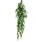 Yapay Çiçek Beyaz Sarkan Lotus Çiçekli Okaliptus Şimşir Yapay Sarmaşık 5Dal 60Cm Vitrin