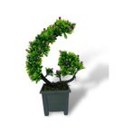 Yapay Çiçek Bonsai Ağacı Mor Eğik Model Dekoratif Yapay Ağaç Bonzai 30 22 Cm Siyah Kare Saksıda