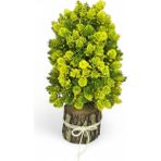 Yapay Çiçek Bonsai Ağacı Sarı Kozalaklı Kütük Saksıda Dekoratif Yapay Ağaç Bonzai 30*15 Cm