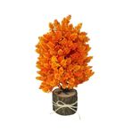 Yapay Çiçek Bonsai Ağacı Turuncu Kozalaklı Kütük Saksıda Dekoratif Yapay Ağaç Bonzai 30*15 Cm