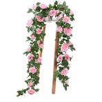 Yapay çiçek çiçeği, 2.2m Rose Artificial Flower Vine For Wedding Garland Home Room Wedding Decoration Silk Artificial Rose Vine For Decoration(Pink,4pcs)