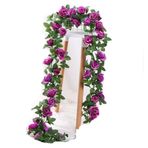 Yapay çiçek çiçeği, 2.2m Rose Artificial Flower Vine For Wedding Garland Home Room Wedding Decoration Silk Artificial Rose Vine For Decoration(Purple,2pcs)