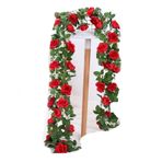 Yapay çiçek çiçeği, 2.2m Rose Artificial Flower Vine For Wedding Garland Home Room Wedding Decoration Silk Artificial Rose Vine For Decoration(Red,4pcs)