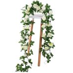 Yapay çiçek çiçeği, 2.2m Rose Artificial Flower Vine For Wedding Garland Home Room Wedding Decoration Silk Artificial Rose Vine For Decoration(White,4pcs)