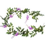 Yapay çiçek çiçeği, 2m Silk Wisteria Garland Vine Rattan Silk Hanging Flower For Home Garden For Decoration(Purple,3pcs)
