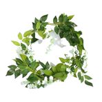 Yapay çiçek çiçeği, 2m Silk Wisteria Garland Vine Rattan Silk Hanging Flower For Home Garden For Decoration(White,2pcs)