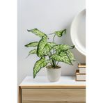 Yapay Çiçek Deposu Beyaz Saksıda Yapay Bitki 12 Yapraklı Alba Green 47 cm Yeşil