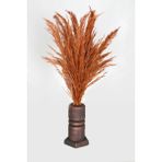 Yapay Çiçek Deposu Lüx Siyah-Bronz Ahşap Vazodo Turuncu Pampas Çiçeği 42 cm