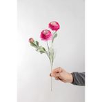 Yapay Çiçek Deposu Yapay Çiçek 3lü Şakayık Ranunculus Dalı 50 cm Fuşya