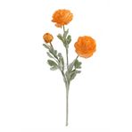 Yapay Çiçek Deposu Yapay Çiçek 3lü Şakayık Ranunculus Dalı 50 cm Turuncu
