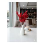 Yapay Çiçek Evi 1 Adet 5 Dallı Kırmızı Badem Çiçeği Ev Vazo Dekor Aranjman