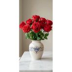 Yapay Çiçek Evi 1 Adet 9 Dallı 45 Cm Kırmızı Lodos Gülü Ev Vazo Dekor Süsü