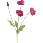 Yapay Çiçek Gelincik Çiçeği Fuşya Renk 3 Çiçek 1 Tomurcuk 59CM - Pembe