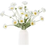 Yapay Çiçek Gelincik Çiçeği Kar Beyaz Renk 3 Çiçek 1 Tomurcuk 59Cm Vitrin