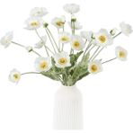 Yapay Çiçek Gelincik Çiçeği Kar Beyaz Renk 3 Çiçek 1 Tomurcuk 59CM