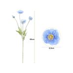 Yapay Çiçek Gelincik Çiçeği Mavi Açık Renk 3 Çiçek 1 Tomurcuk 59cm Mavi
