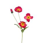 Yapay Çiçek Gelincik Çiçeği Pembe Koyu Renk 3 Çiçek 1 Tomurcuk 59Cm Vitrin