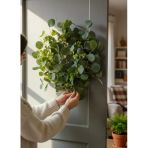 Yapay Çiçek Kapı Süsü Yeşil Okaliptus 50Cm Yılbaşı Kapı Çelengi Vitrin