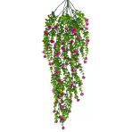 Yapay Çiçek Lila Sarkan Lotus Çiçekli Okaliptus Şimşir Yapay Sarmaşık 5Dal 60Cm Vitrin