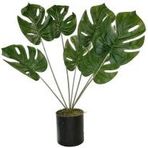Yapay Çiçek Monstera Deve Tabanı Siyah Saksılı Salon Çiçeği 7 Yaprak 66cm
