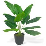 Yapay Çiçek Saksıda Yeşil Muz Yapraklı 12Dal 50cm Salon Çiçeği Yapay Bitki