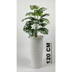 YAPAY ÇİÇEK SALON BİTKİSİ MONSTERA DEVE TABANI BEYAZ RENK KUMSAL SAKSIDA