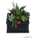 Yapay Çiçek Sitesi Ahşap Saksıda Dekoratif Masa Çiçeği Model 1 - 25x25 Cm - Yeşil