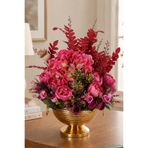Yapay Çiçek Sitesi Metal Küpeli Saksıda Yapay Şakayık Tanzimi 61cm Pembe-Kırmızı