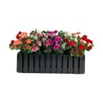 Yapay Çiçek Siyah Çit Balkon Saksısı Renkli Açelya Çiçekli 55x20C