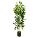 YAPAY ÇİÇEKÇİNİZ Gri Saksıda 3 Gövdeli 120 Cm Bambu Ağacı
