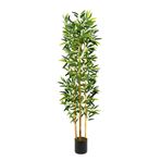 YAPAY ÇİÇEKÇİNİZ Gri Saksıda 3 Gövdeli 150 Cm Bambu Ağacı