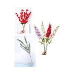 Yapay Çiçekçiniz Lüks Yapay Çiçek Aranjman Seti – 1 Adet Okaliptus Dalı + 3 Adet Delphinium Çiçeği + 7 Dallı Kırmızı Bahardalı Demeti Çok Renkli