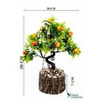 Yapay Çiçekçiniz Taş Detaylı Odun Saksıda Yapay Bonsai Ağacı - Yeşil