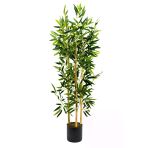 Yapay Çiçekçiniz Yapay Yoğun Yapraklı Dekoratif Bambu Ağacı 3 Gövde 120Cm